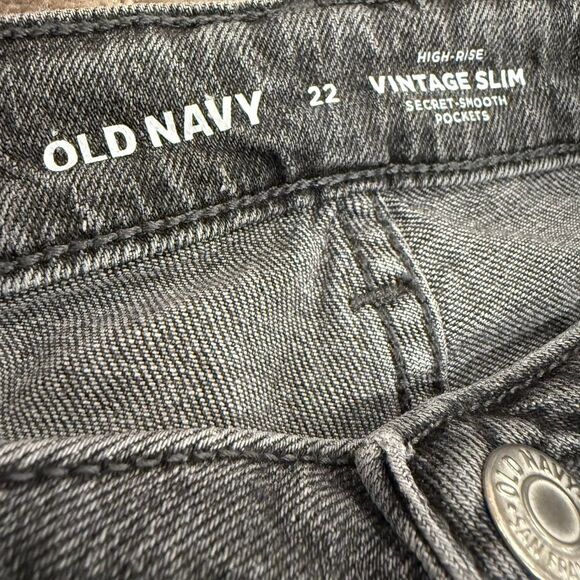 Old Navy Women's Black Grey Vintage Inspired Straight Leg Jeans Denim Sz 22 - Picture 3 of 3